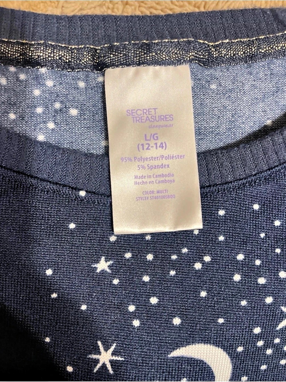 Secret Treasures Dreamer Star Print Pajama Set women Large Like New - Picture 3 of 6